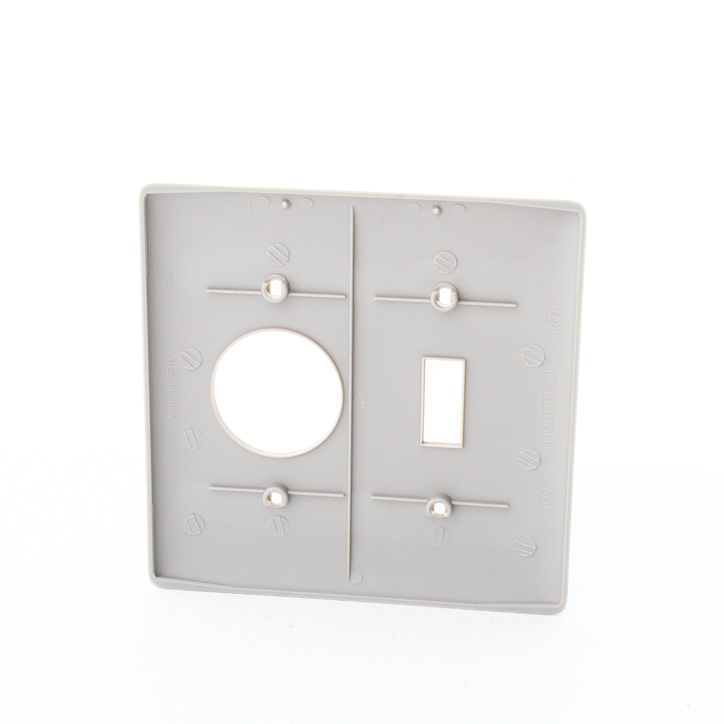 Hubbell NP17GY Gray 2-Gang Toggle Switch Single 1.406" Outlet Standard Wallplate
