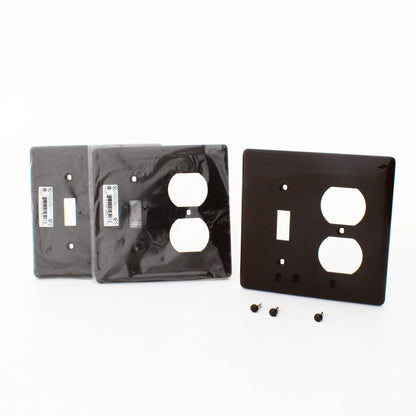 Hubbell NP18 Brown 2-Gang Toggle Duplex Unbreakable Nylon Wallplate Cover 3pcs