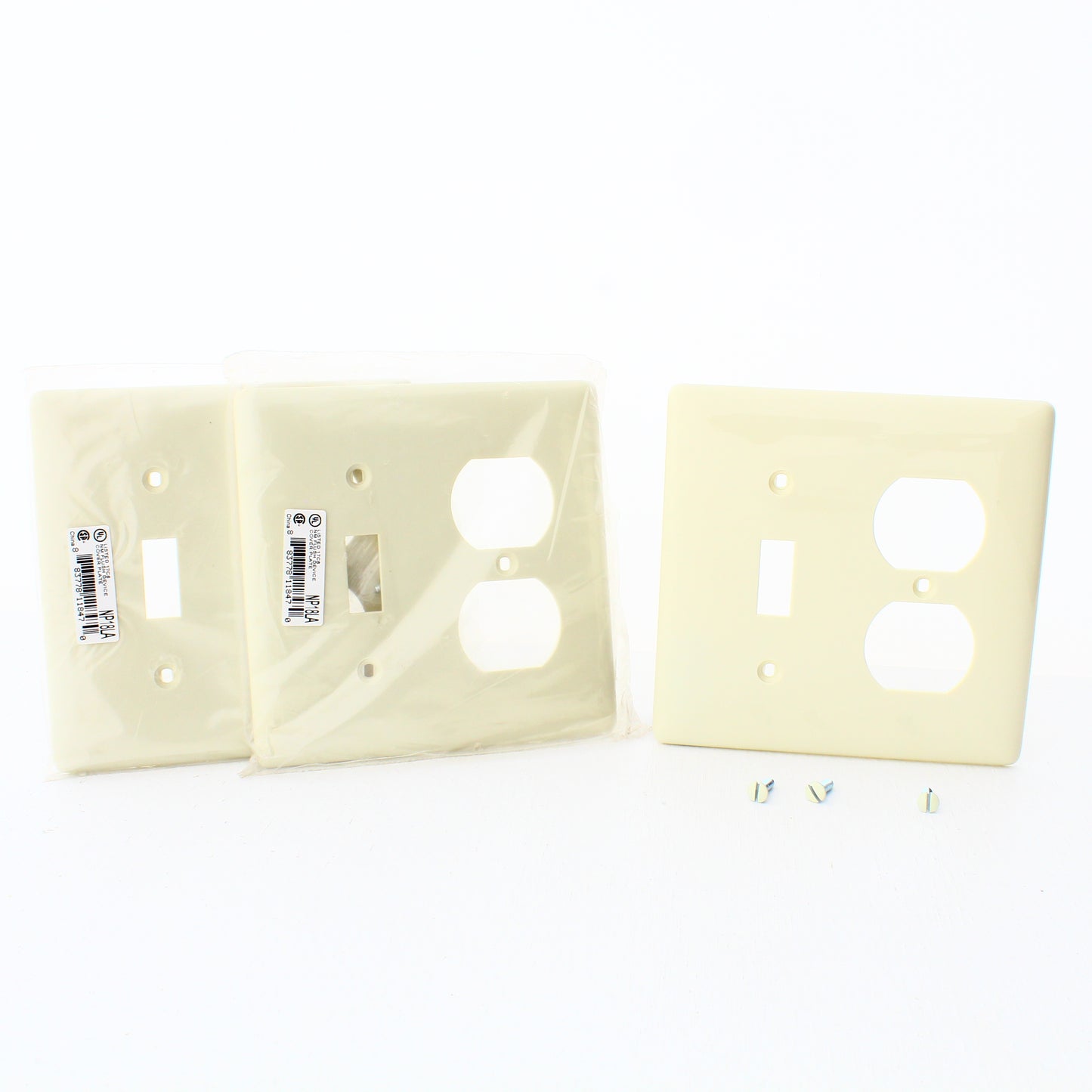 Hubbell NP18LA Lt Almond 2-Gang Toggle Duplex Unbreakable Wallplate Cover 3pcs