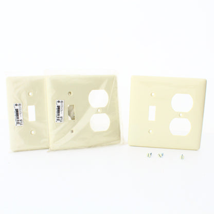 Hubbell NP18LA Lt Almond 2-Gang Toggle Duplex Unbreakable Wallplate Cover 3pcs