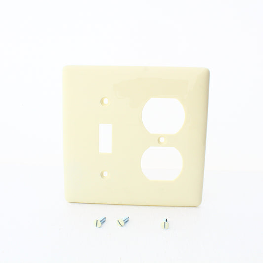 Hubbell NP18LA Lt Almond 2-Gang Toggle Duplex Unbreakable Wallplate Cover 3pcs