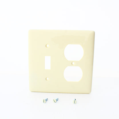 Hubbell NP18LA Light Almond 2-Gang Toggle Duplex Outlet Unbreakable Wallplate