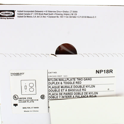 3 Hubbell Red 2-Gang Unbreakable Wallplates Switch Duplex Receptacle Cover NP18R
