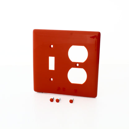 Hubbell NP18R Red 2-Gang Toggle Switch Duplex Outlet Unbreakable Wallplate Cover