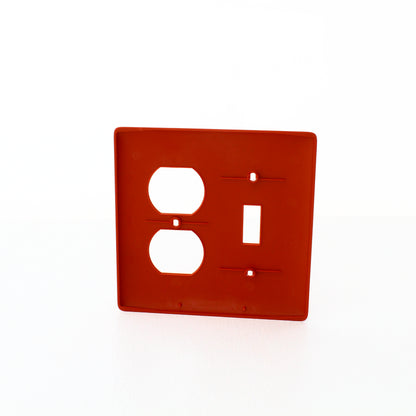 Hubbell NP18R Red 2-Gang Toggle Switch Duplex Outlet Unbreakable Wallplate Cover
