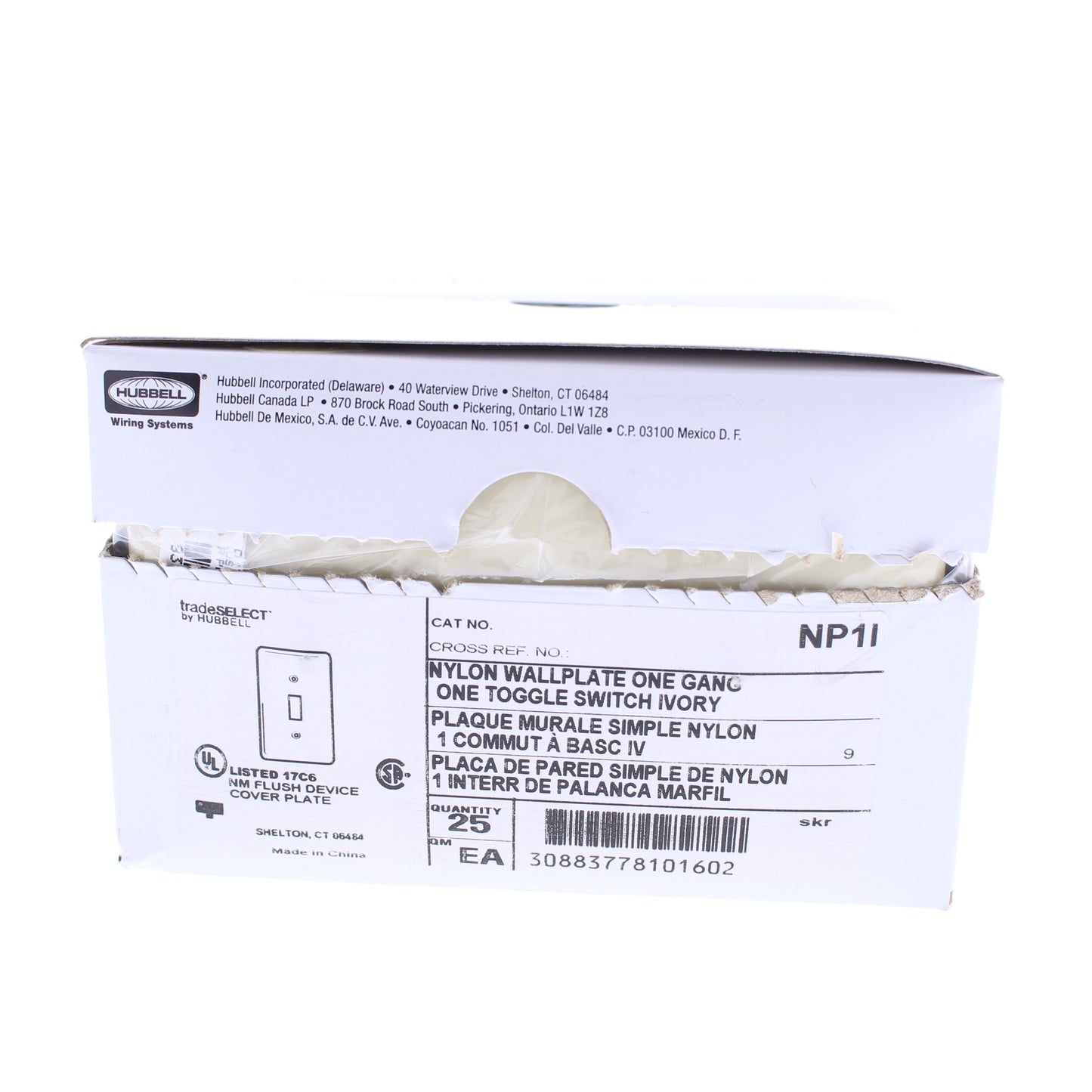 Hubbell NP1I Ivory 1-Gang Toggle Switch Unbreakable Standard Wallplates 25-Pack