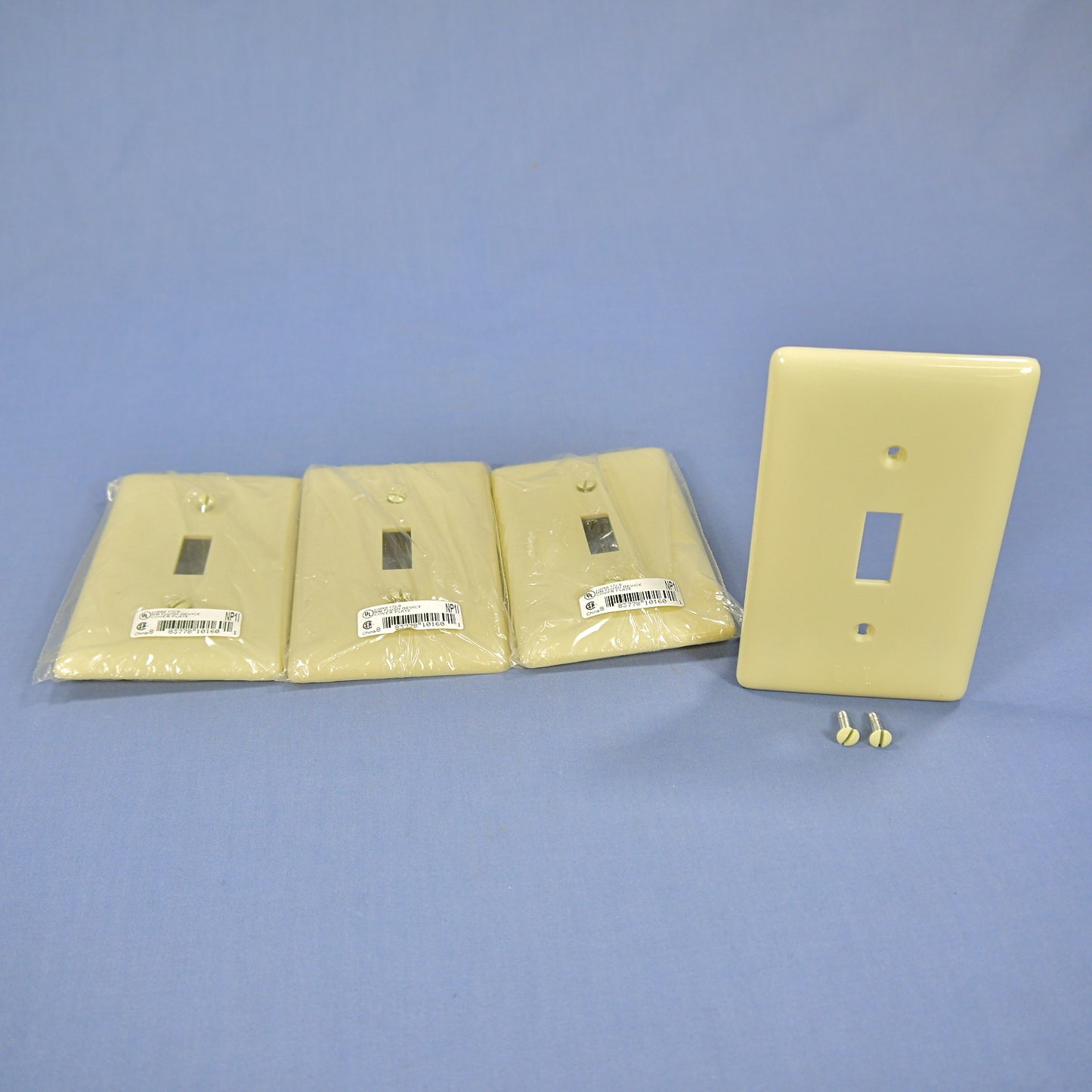 Hubbell NP1I Ivory 1-Gang Toggle Switch Unbreakable Standard Wallplates 4-Pack