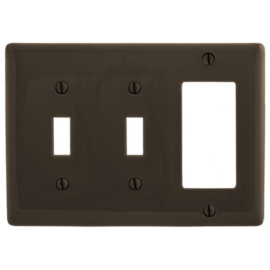 Hubbell NP226 Brown 3-Gang Toggle Decorator Unbreakable Nylon Wallplate Cover