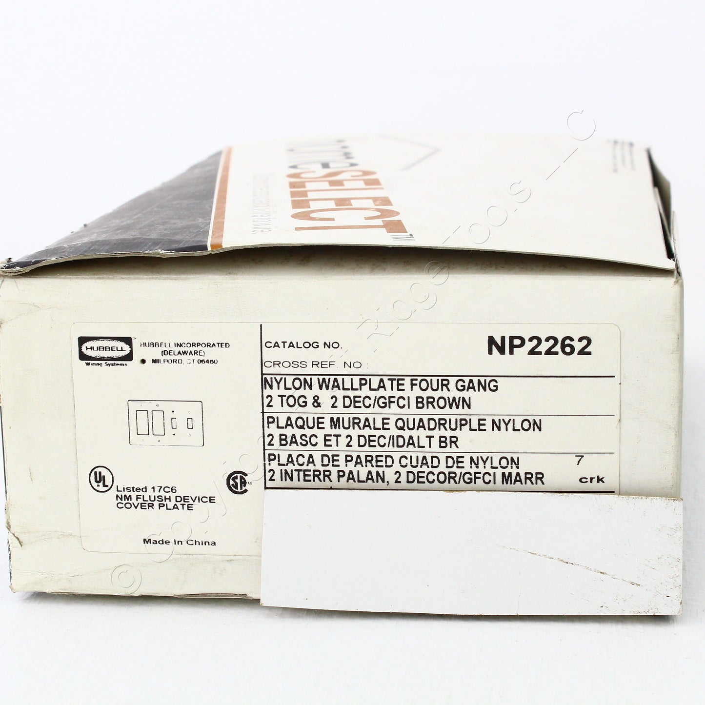 Hubbell NP2262 Brown 4-Gang Toggle Decorator Unbreakable Nylon Wallplate Cover