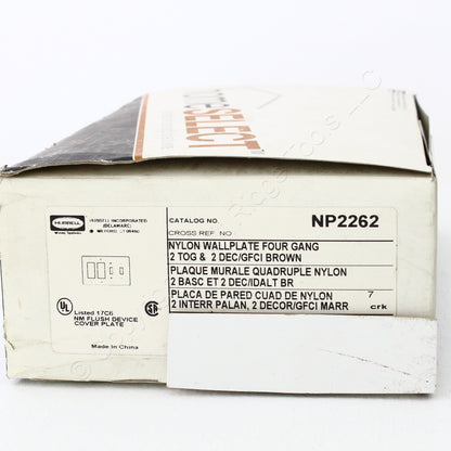 Hubbell NP2262 Brown 4-Gang Toggle Decorator Unbreakable Nylon Wallplate Cover