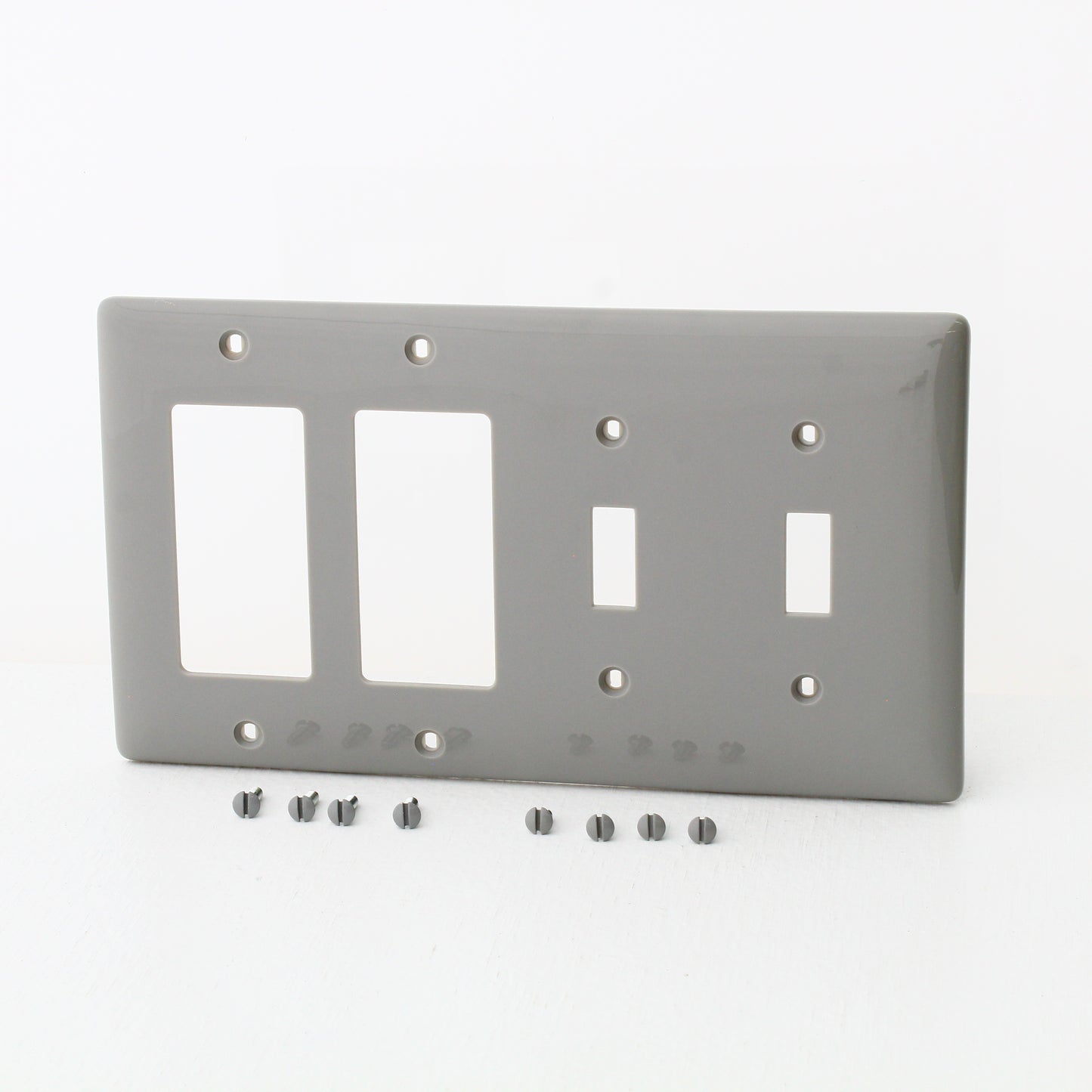 Hubbell NP2262GY Gray 4-Gang Toggle Decorator Unbreakable Nylon Wallplate Cover