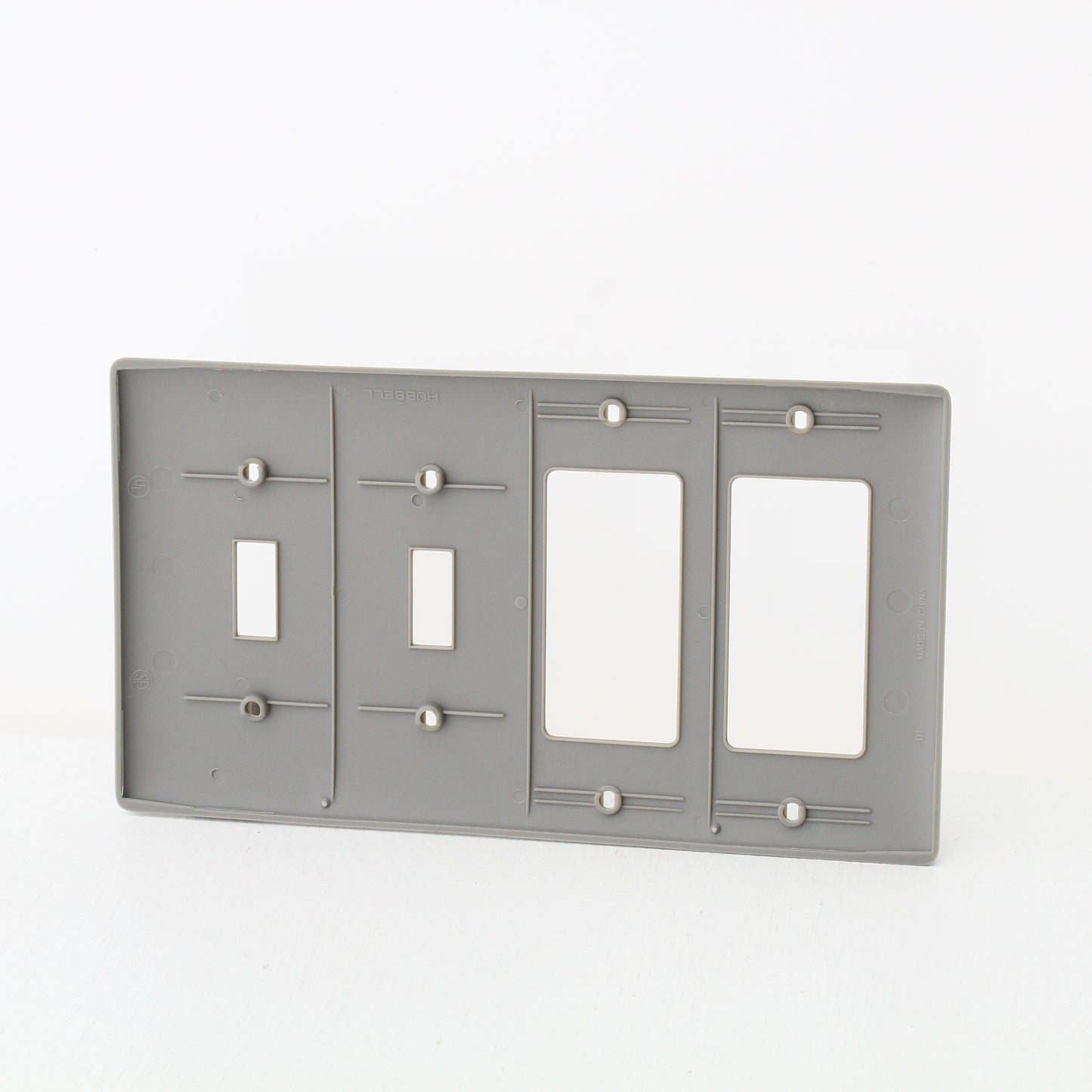 Hubbell NP2262GY Gray 4-Gang Toggle Decorator Unbreakable Nylon Wallplate Cover