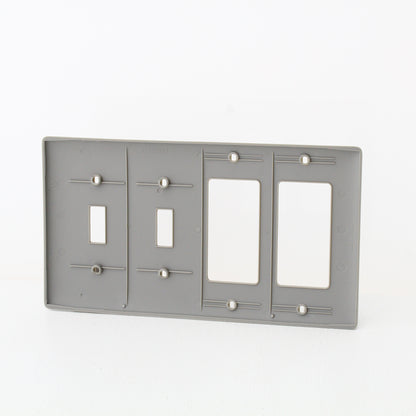 Hubbell NP2262GY Gray 4-Gang Toggle Decorator Unbreakable Nylon Wallplate Cover