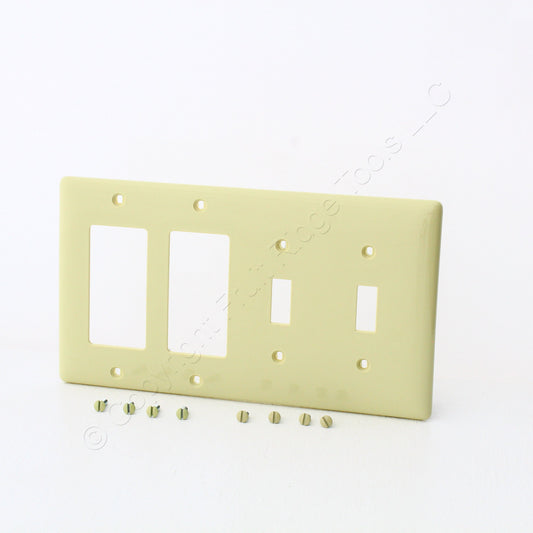 Hubbell Ivory 4Gang Decorator/Rocker Toggle Switch Unbreakable Wallplate NP2262I
