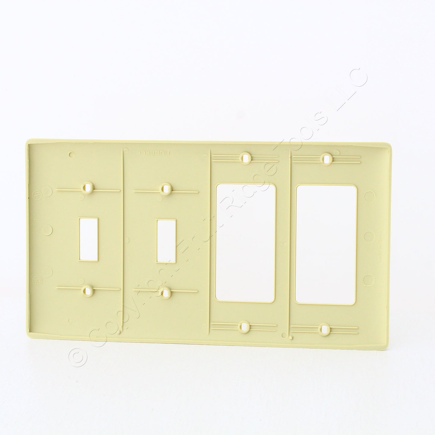 Hubbell Ivory 4Gang Decorator/Rocker Toggle Switch Unbreakable Wallplate NP2262I