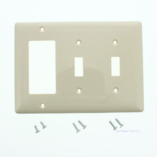 Hubbell NP226LA Light Almond 3-Gang Toggle Decorator Unbreakable Wallplate Cover