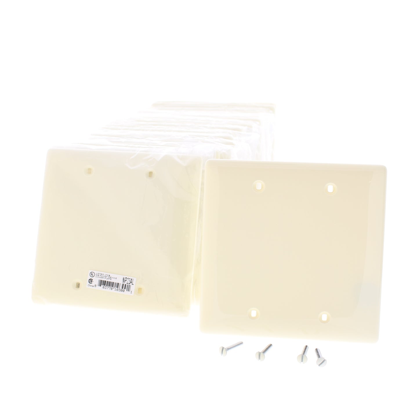 Hubbell NP23AL Almond 2-Gang Blank Unbreakable Wallplate Cover Box Mount 25pcs