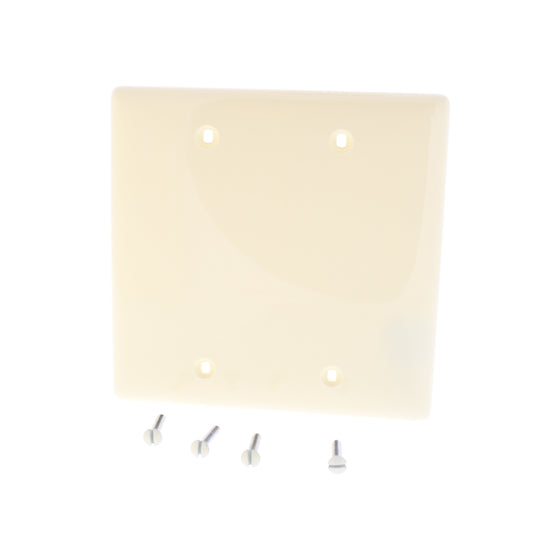 Hubbell NP23AL Almond 2-Gang Blank Unbreakable Nylon Wallplate Cover Box Mount