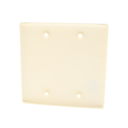 Hubbell NP23AL Almond 2-Gang Blank Unbreakable Nylon Wallplate Cover Box Mount