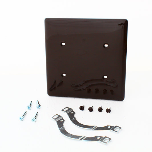 Hubbell NP24 Brown 2-Gang Blank, Unbreakable Nylon Wallplate Cover Strap Mount
