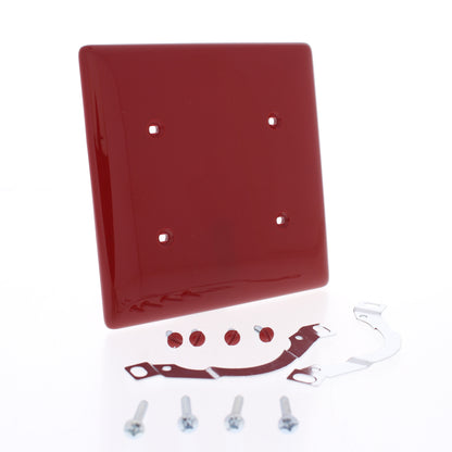 Hubbell NP24R Red 2-Gang Blank, Unbreakable Nylon Wallplate Cover Strap Mount