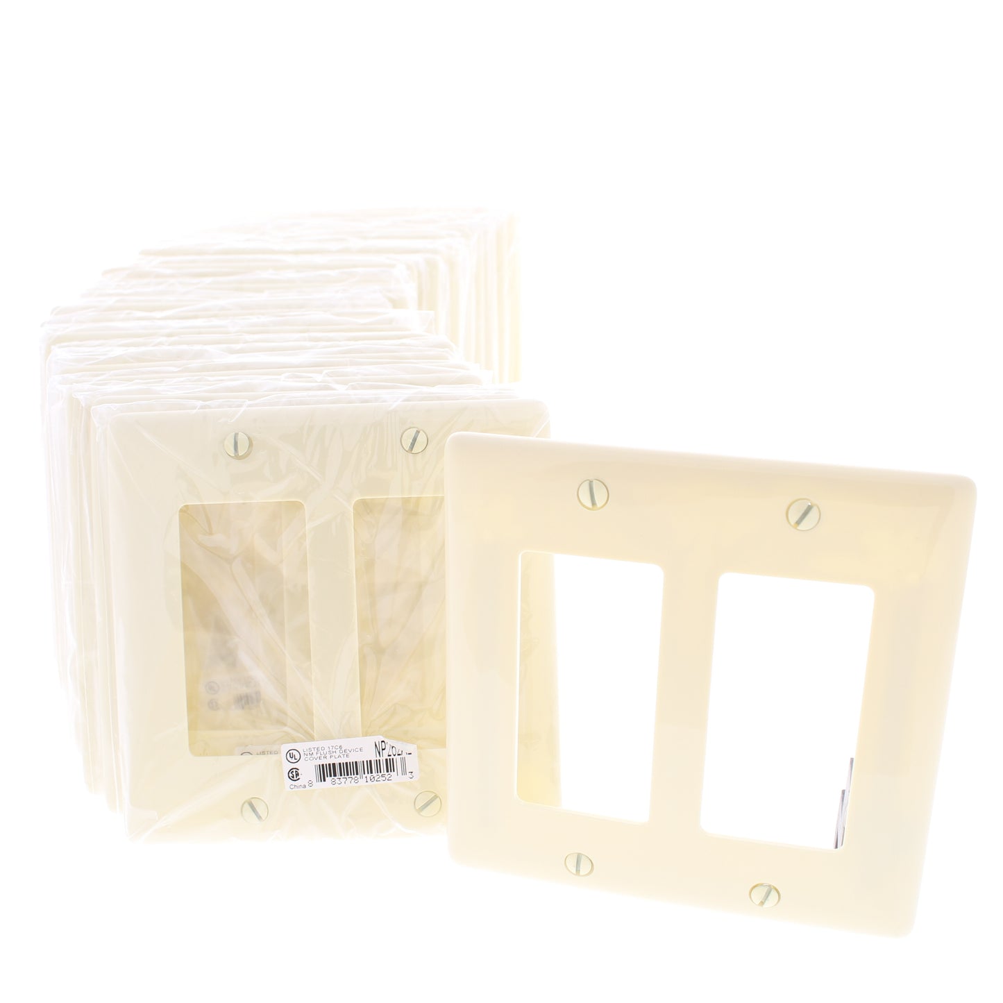 Hubbell NP262AL Almond 2-Gang Decorator Unbreakable Nylon Wallplate Cover 25pcs