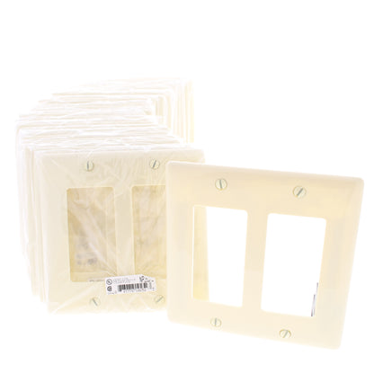 Hubbell NP262AL Almond 2-Gang Decorator Unbreakable Nylon Wallplate Cover 25pcs