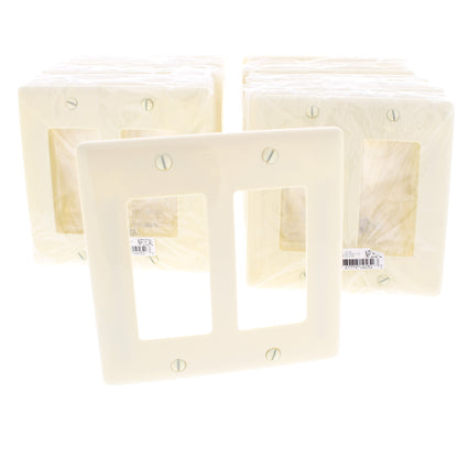 Hubbell NP262AL Almond 2-Gang Decorator Unbreakable Nylon Wallplate Cover 25pcs
