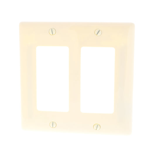 Hubbell NP262AL Almond 2-Gang Decorator GFI Unbreakable Standard Wallplate Cover