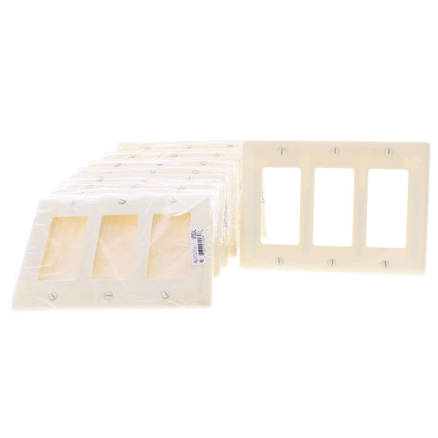 Hubbell NP263AL Almond 3-Gang Decorator Unbreakable Nylon Wallplate Cover 10pcs