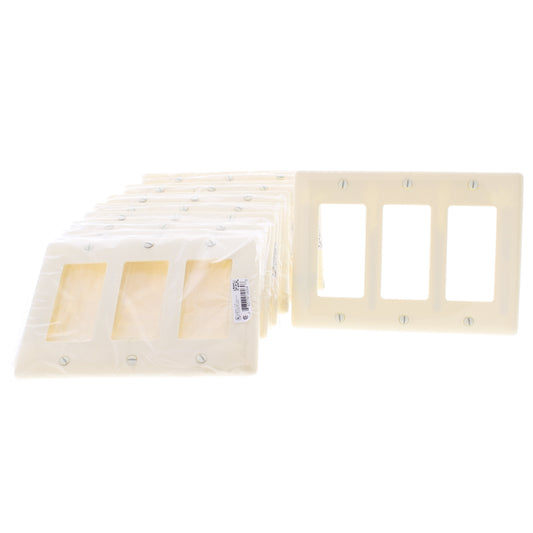 Hubbell NP263AL Almond 3-Gang Decorator Unbreakable Nylon Wallplate Cover 10pcs