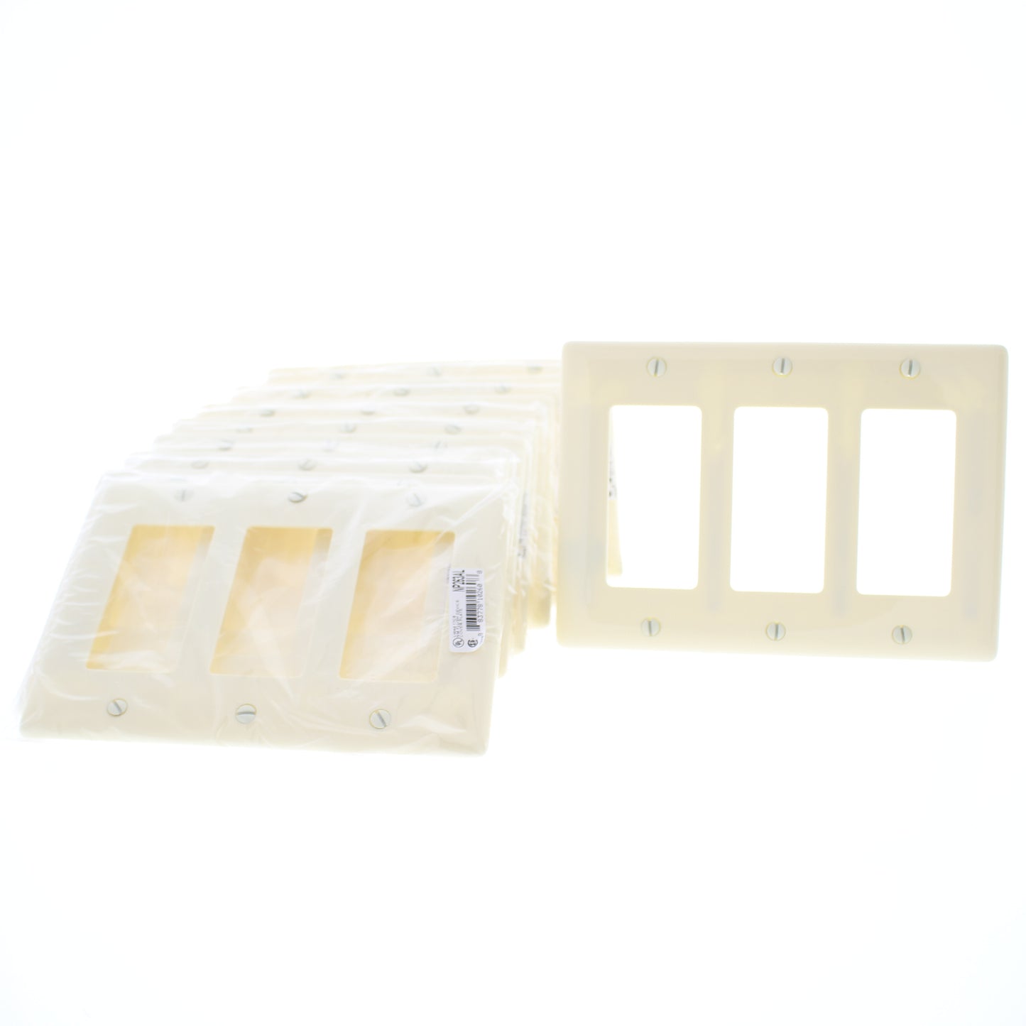 Hubbell NP263AL Almond 3-Gang Decorator Unbreakable Nylon Wallplate Cover 10pcs