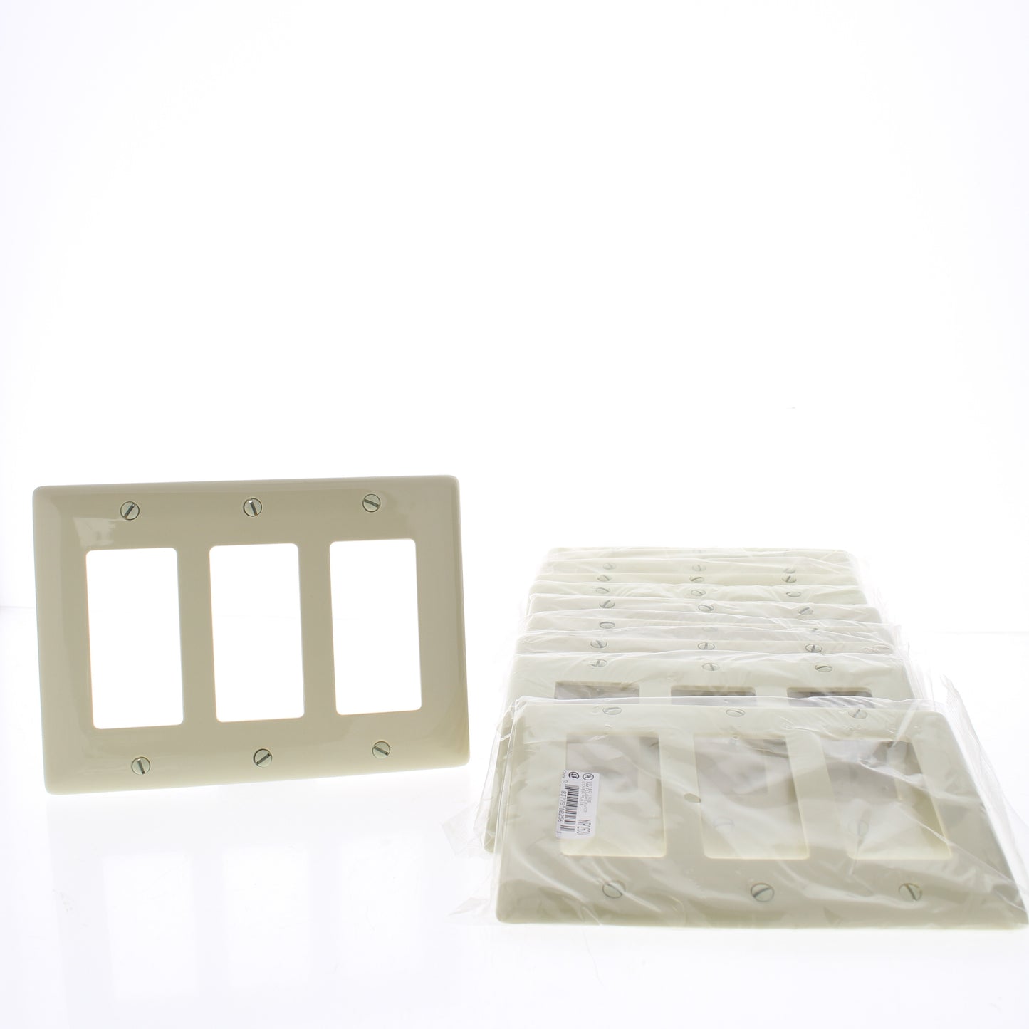 Hubbell NP263I Ivory 3-Gang Decorator Unbreakable Nylon Wallplate Cover 10pcs