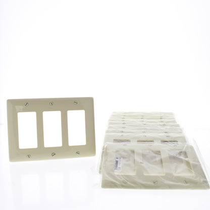 Hubbell NP263I Ivory 3-Gang Decorator Unbreakable Nylon Wallplate Cover 10pcs