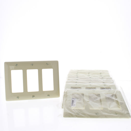 Hubbell NP263I Ivory 3-Gang Decorator Unbreakable Nylon Wallplate Cover 10pcs