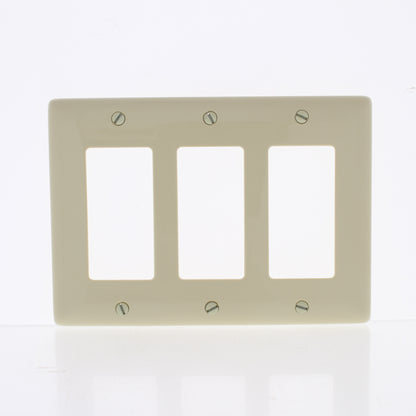 Hubbell NP263I Ivory 3-Gang Decorator Unbreakable Nylon Wallplate Cover 10pcs