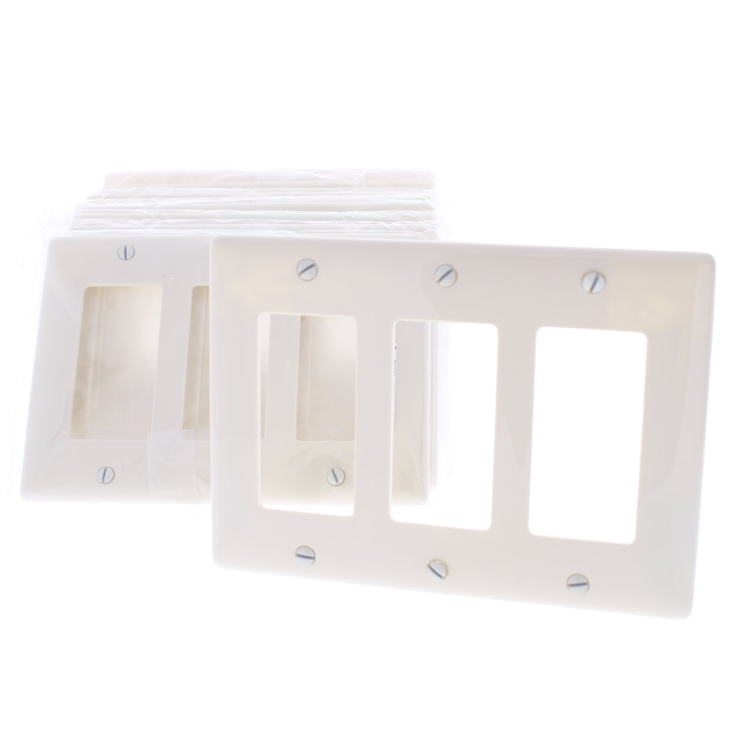 Hubbell NP263OW Office White 3-Gang Decorator Unbreakable Wallplate Cover 10pcs