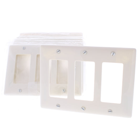 Hubbell NP263OW Office White 3-Gang Decorator Unbreakable Wallplate Cover 10pcs