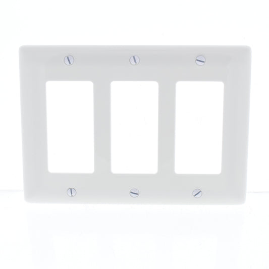 Hubbell NP263W White 3-Gang Unbreakable Decorator Rocker Switch Wallplate Cover