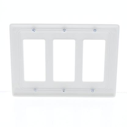 Hubbell NP263W White 3-Gang Unbreakable Decorator Rocker Switch Wallplate Cover