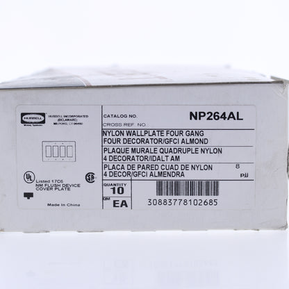Hubbell NP264AL Almond 4-Gang Decorator Unbreakable Nylon Wallplate Cover 10pcs