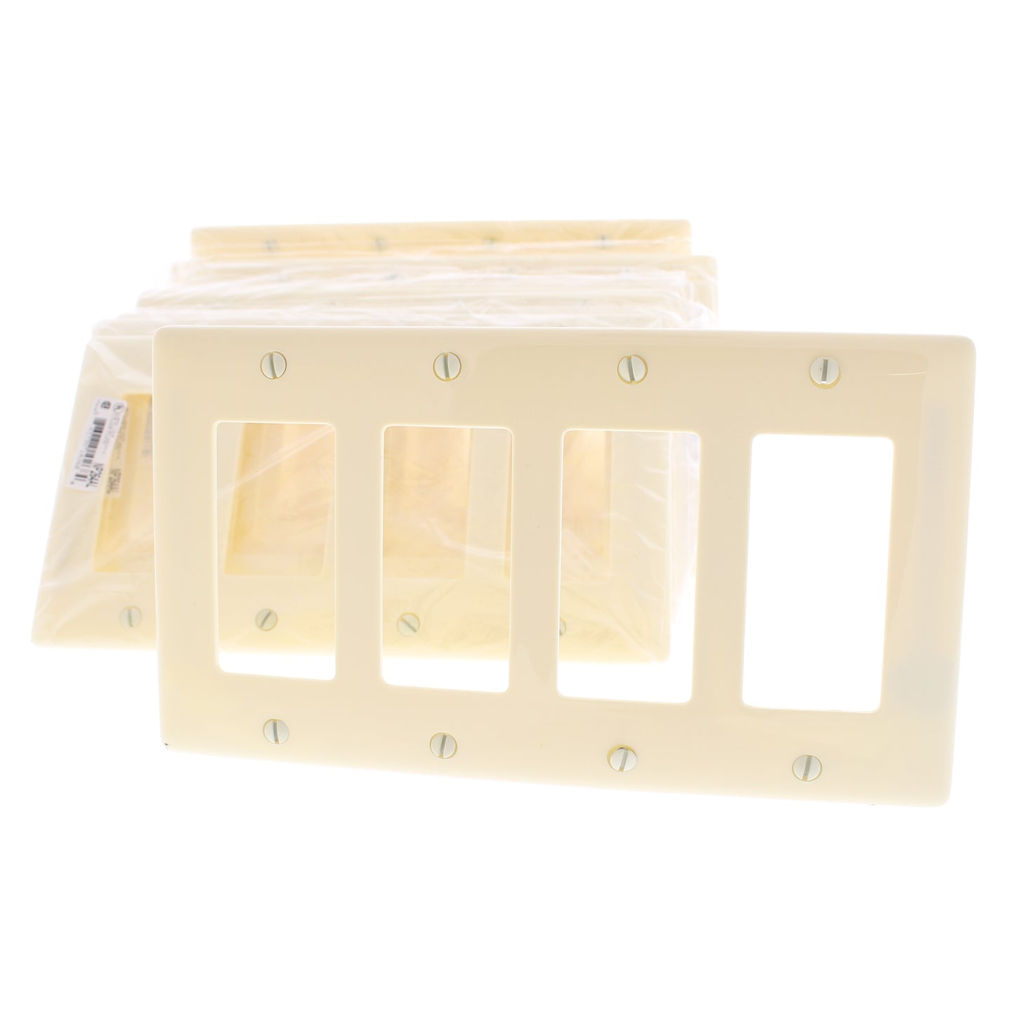 Hubbell NP264AL Almond 4-Gang Decorator Unbreakable Nylon Wallplate Cover 10pcs