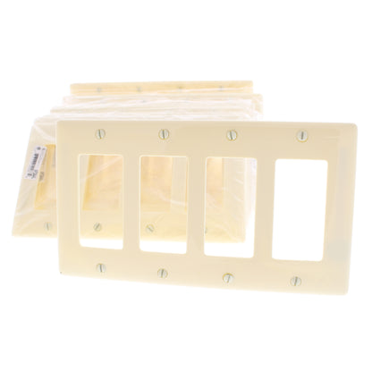 Hubbell NP264AL Almond 4-Gang Decorator Unbreakable Nylon Wallplate Cover 10pcs