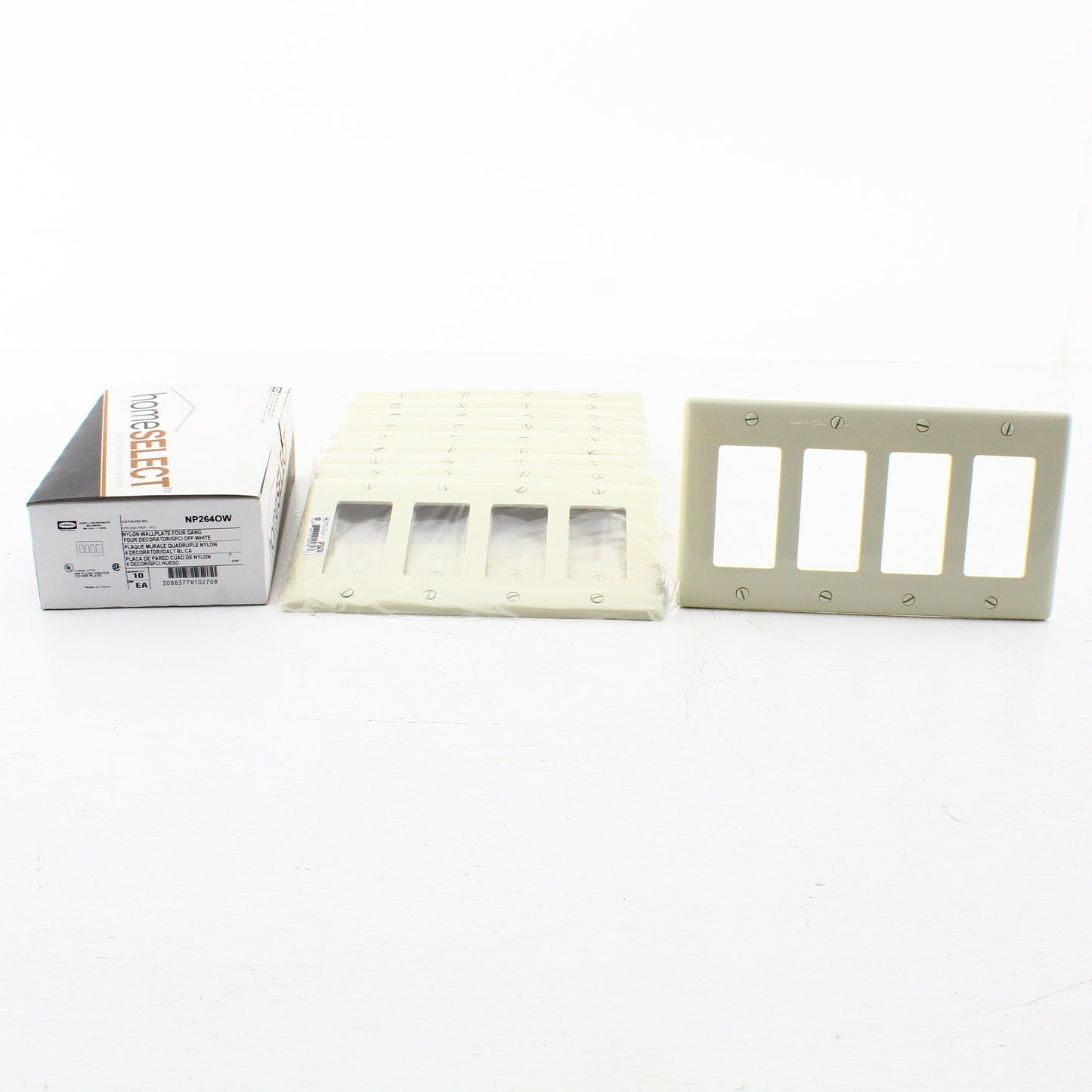 Hubbell NP264OW Office White 4-Gang Decorator Unbreakable Wallplate Cover 10pcs