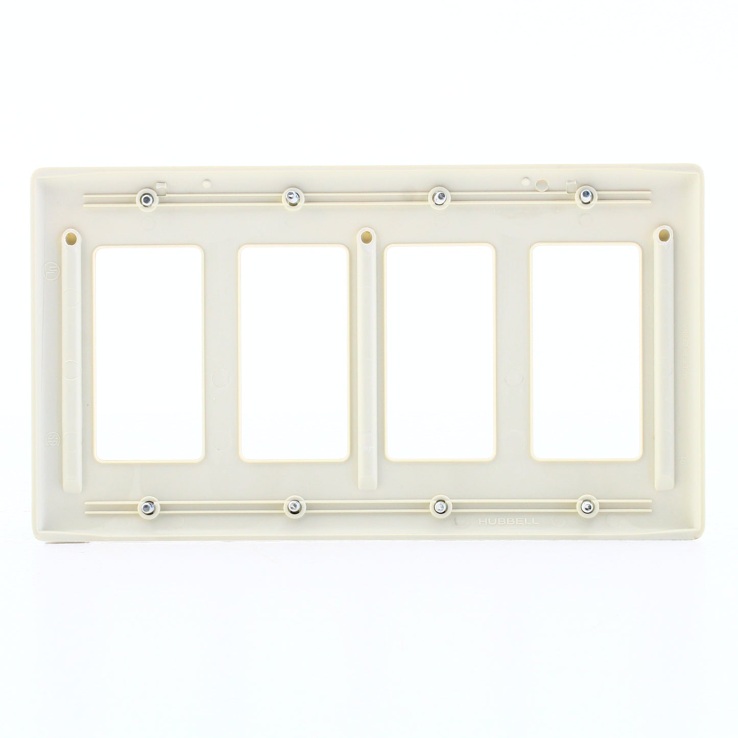 Hubbell NP264OW Office White 4-Gang Decorator Unbreakable Nylon Wallplate Cover