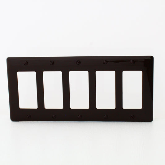 Hubbell NP265 Brown 5-Gang Decorator Unbreakable Nylon Standard Wallplate Cover