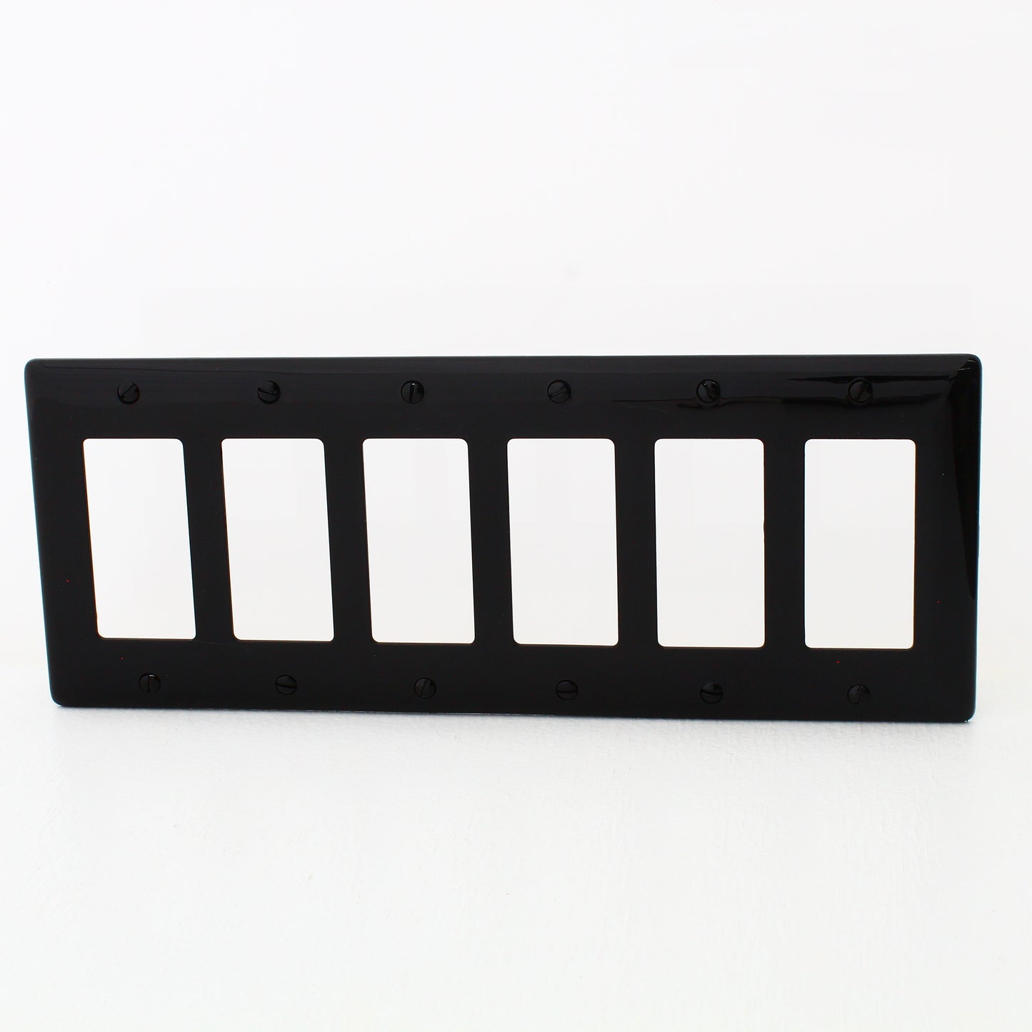 Hubbell Black 6-Gang Decorator Rocker Switchplate Unbreakable Wallplate NP266BK