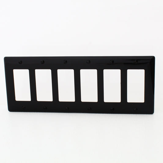 Hubbell Black 6-Gang Decorator Rocker Switchplate Unbreakable Wallplate NP266BK