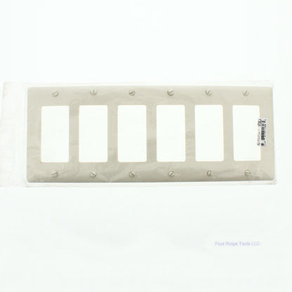 Hubbell NP266LA Light Almond 6-Gang Decorator Unbreakable Nylon Wallplate Cover