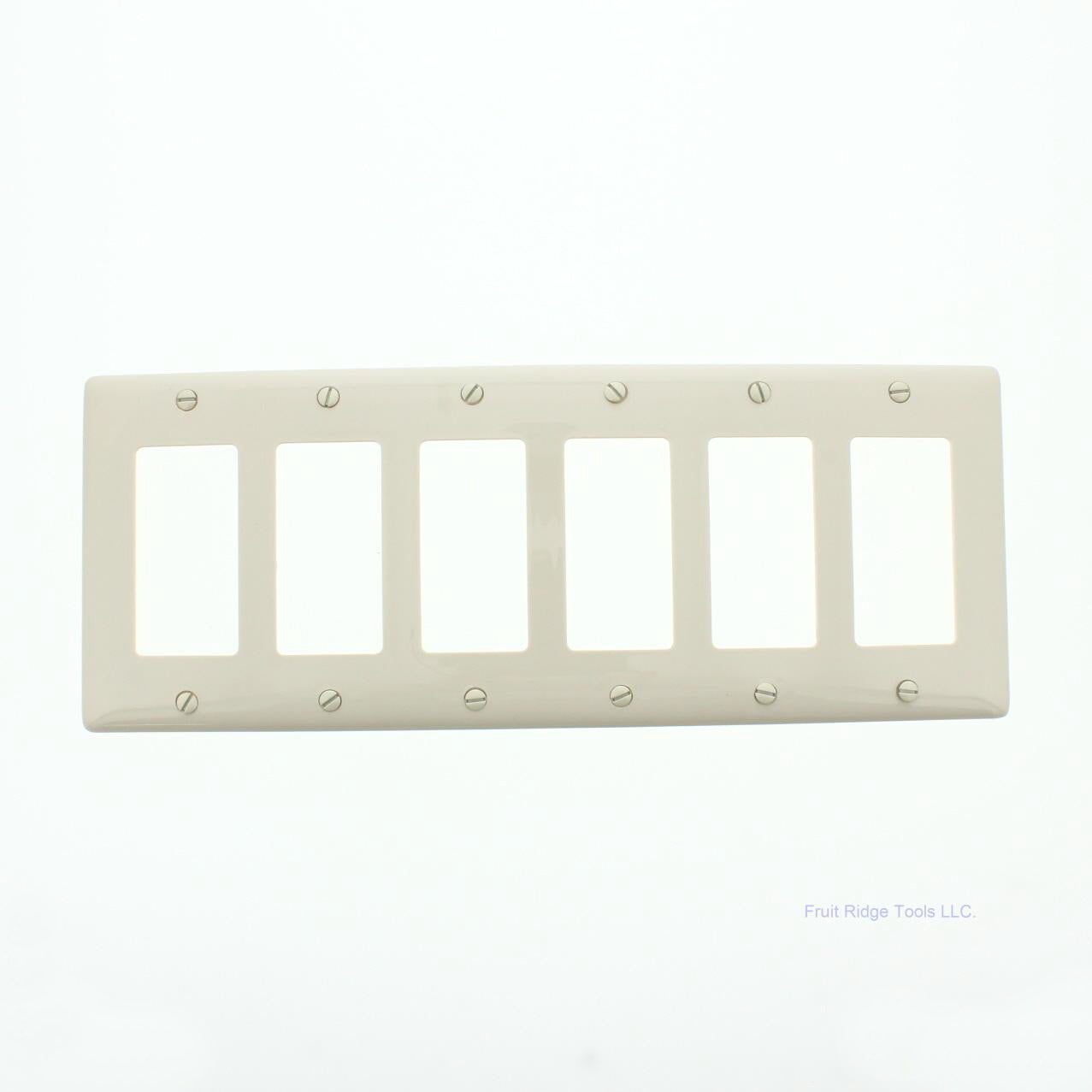 Hubbell NP266LA Light Almond 6-Gang Decorator Unbreakable Nylon Wallplate Cover
